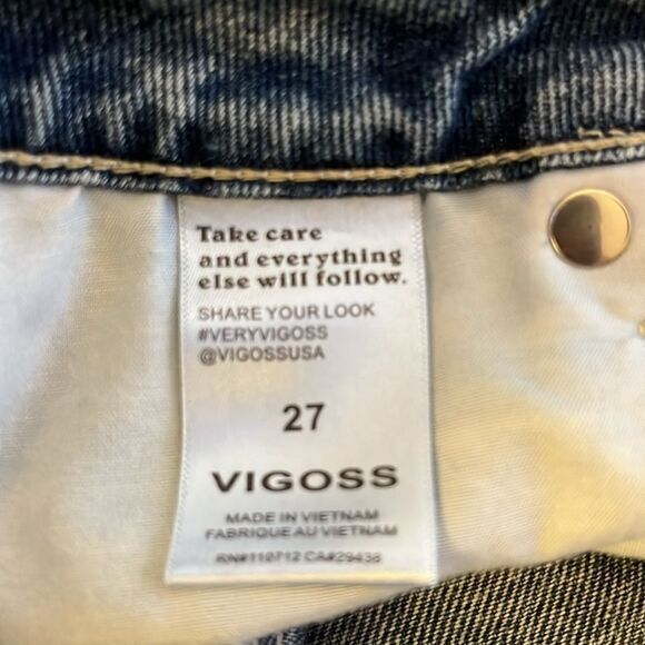 Vigoss Ace Shorts Size 27 Blue High Rise Star Deco New Raw Edge Hem Denim NWT - Picture 10 of 10